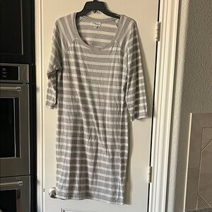 Allison Brittney Gray and White Striped Top